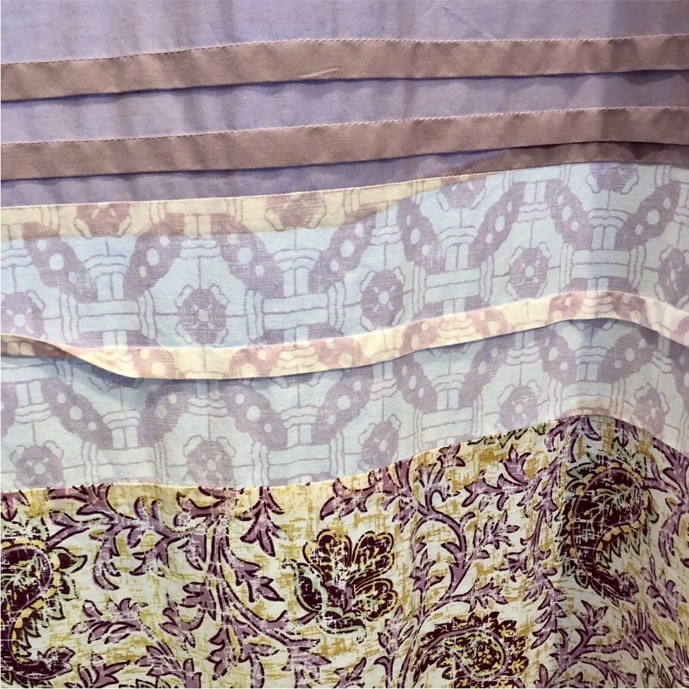 Boho Paisley Shower Curtain Purple Yellow Cotton Blend with Rings